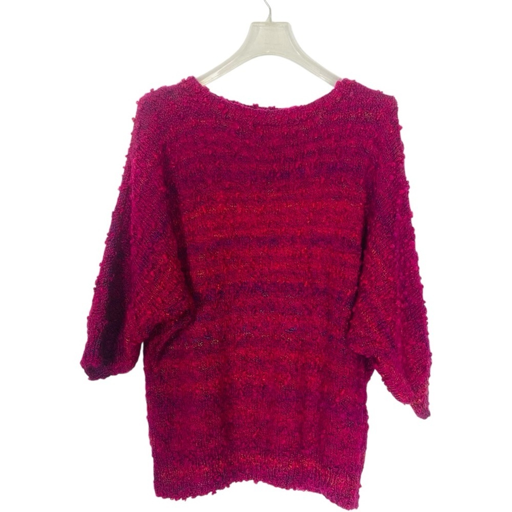 Slub Knit Sweater Reds and Purple Dolman 3/4 Sleeve No Tag See Size Chart